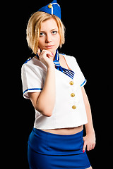 Image showing Young beautiful air hostess