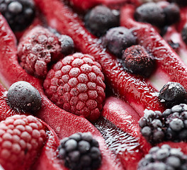 Image showing Ice cream with fresh frozen berries