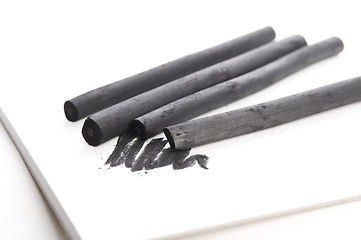 Image showing Artist's black charcoal with smudge