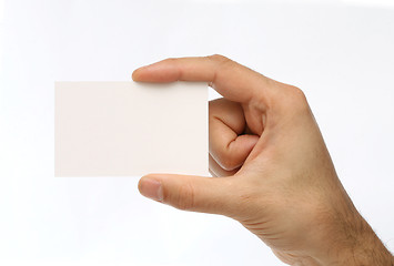 Image showing Man holding a business card