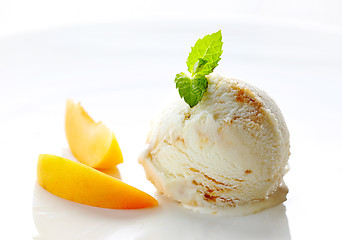 Image showing scoop of ice cream on white plate