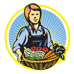 Image showing Organic Farmer Farm Produce Harvest Retro