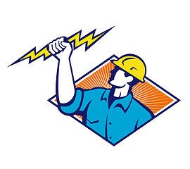 Image showing Electrician Construction Worker Retro