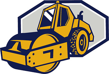 Image showing Flat Drum Road Roller Retro