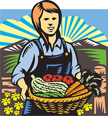 Image showing Organic Farmer Farm Produce Harvest Retro