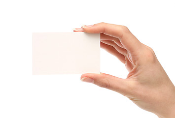 Image showing Woman holding a business card