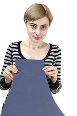 Image showing Woman holding a paper