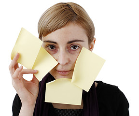 Image showing Woman and post it