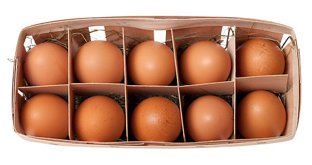 Image showing Brown eggs in eco-box