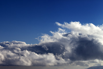 Image showing Blue sky with clouds over mountains