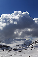Image showing Snow mountains and blue sky with cloud