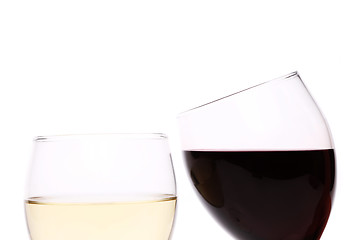 Image showing White and red wine glasses