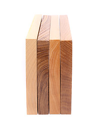 Image showing Four vertical boards (elm, acacia, lime, oak)