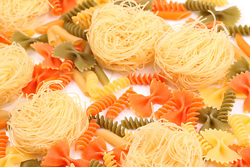 Image showing A different pasta in three colors close-up.