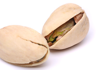 Image showing Two pistachios close-up