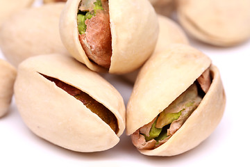 Image showing Three pistachio close-up