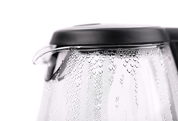 Image showing Water boiling in the glass electric kettle.