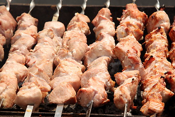 Image showing beef skewers cooked on the barbecue