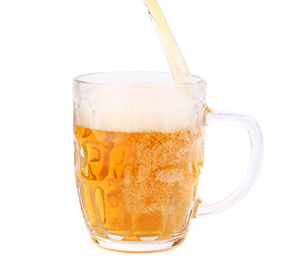 Image showing Beer pouring into beer mug