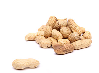 Image showing A handful of peanuts for a pod