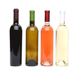 Image showing A set of four kinds of wine