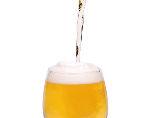 Image showing Beer glass of light beer stream with azoom