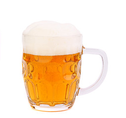 Image showing mug of beer with froth isolated on white