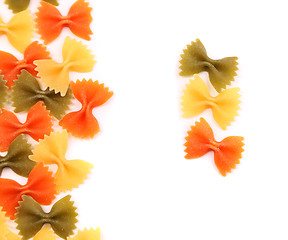 Image showing A composition of different pasta in three colors.