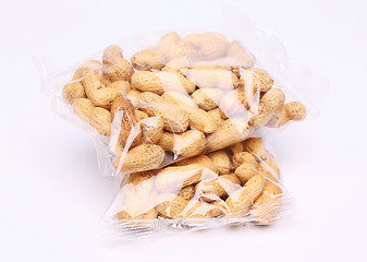 Image showing Two plastic bags of peanuts