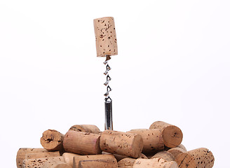 Image showing vintage wine corks and corkscrew