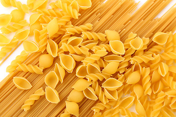 Image showing A background of different pasta