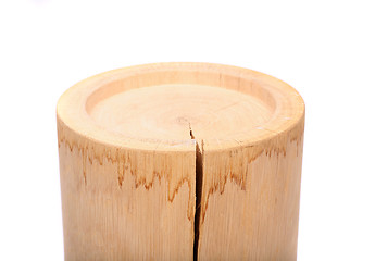 Image showing A cylindrical timber with a crack