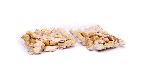 Image showing Two plastic bags of peanuts