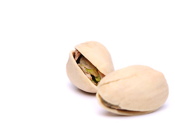 Image showing Two pistachio close-up