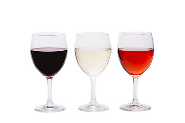 Image showing A set of three glasses of wine