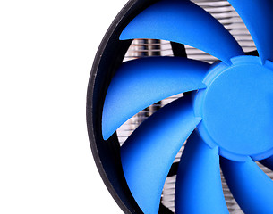 Image showing Powerful computer cooler with blue fun