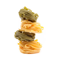 Image showing Tagliatelle in two colours, close-up