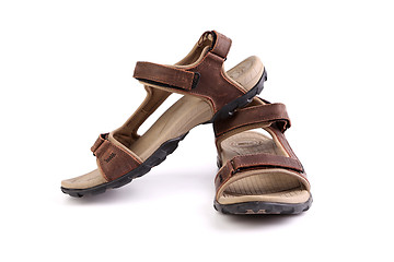 Image showing Sport brown sandals