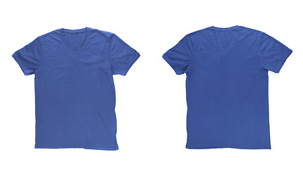 Image showing Men's blue T-shirt with clipping path. Front and back.