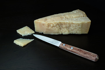 Image showing italian parmesan cheese with knife