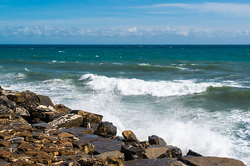 Image showing Waves hitting the rocks