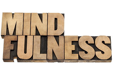 Image showing mindfulness word in wood type