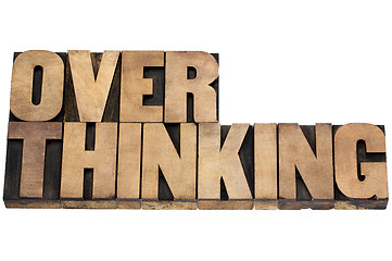 Image showing overthinking word in wood type