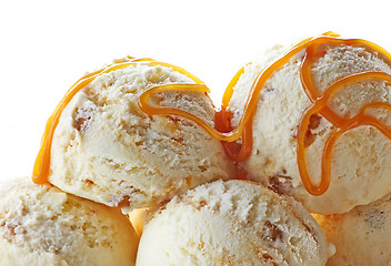 Image showing ice cream balls decorated with caramel sauce