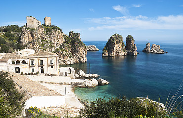 Image showing Faraglioni and Tonnara at Scopello, Sicily