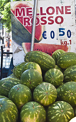 Image showing watermelons for sale at the local market