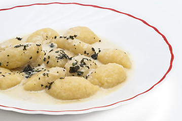 Image showing gnocchi with four cheese sauce