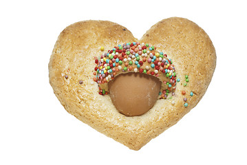 Image showing sweet heart-shaped biscuit with egg