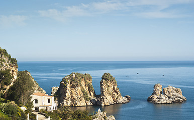 Image showing Faraglioni and Tonnara at Scopello, Sicily