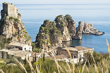 Image showing Faraglioni and Tonnara at Scopello, Sicily